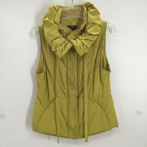 Luii Anthropologie Women’s Puffer Full Zip Ruffle Neck Vest Lime Green Size S
